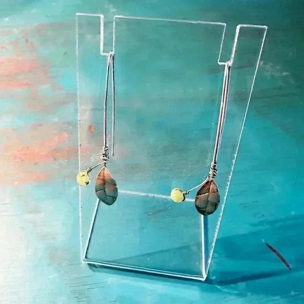 Jamie Cassavoy Silver and Jade Leaf Earrings - Picture 2 of 2